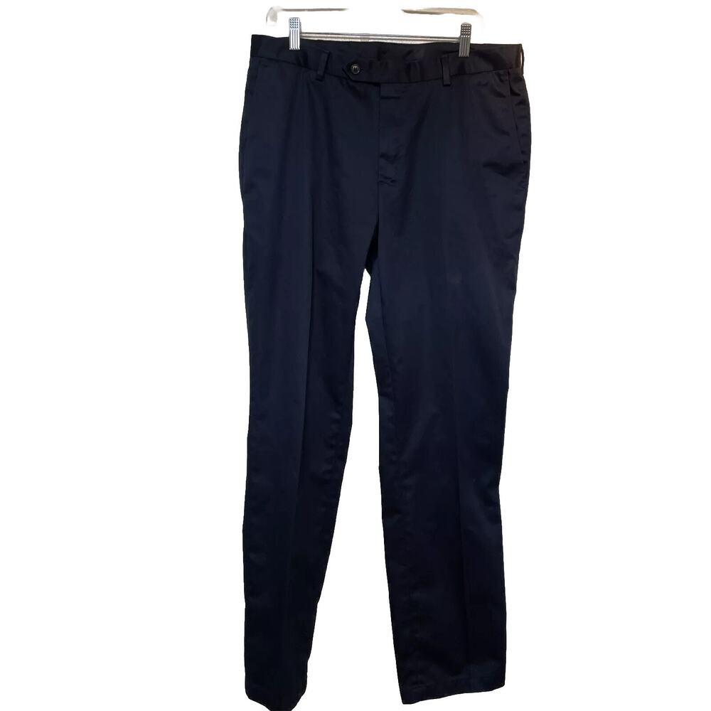 Jos A Bank Traveler Pants Mens Blue Dress Cotton Twill Tailored Fit 35W x 34L